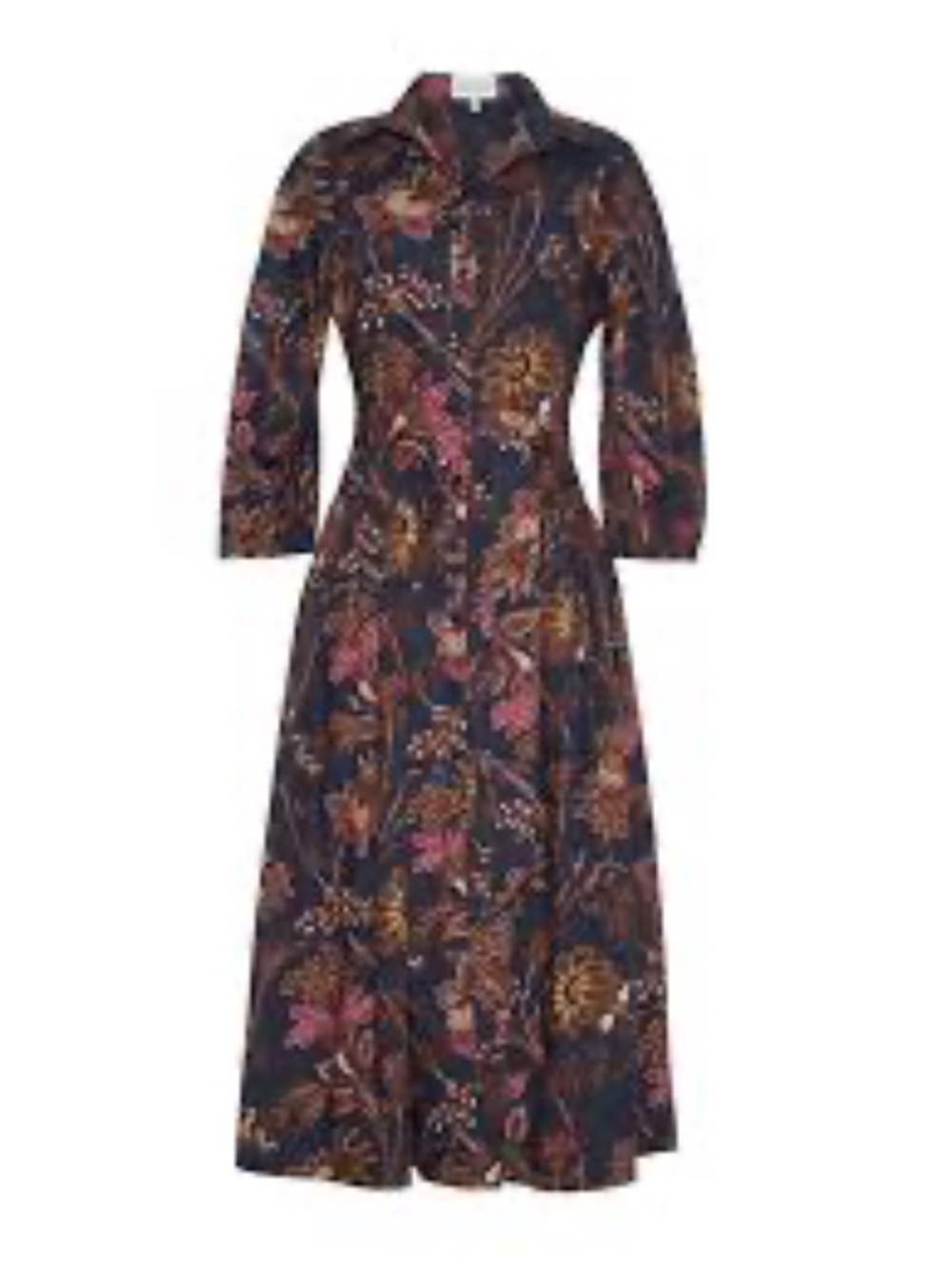 Cara Cara The Raya Midi Shirt Dress - Blue Vine Blooms - Size 8